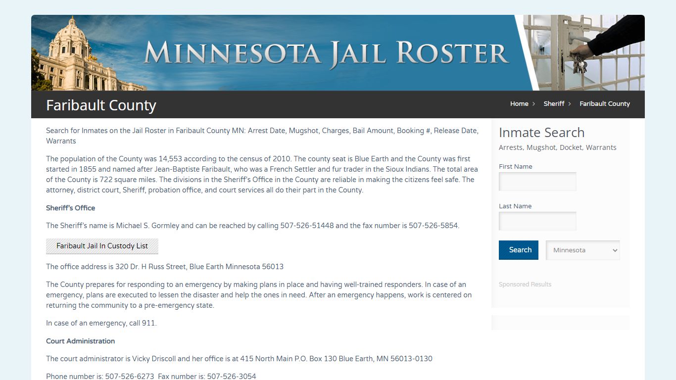 Faribault County | Jail Roster Search