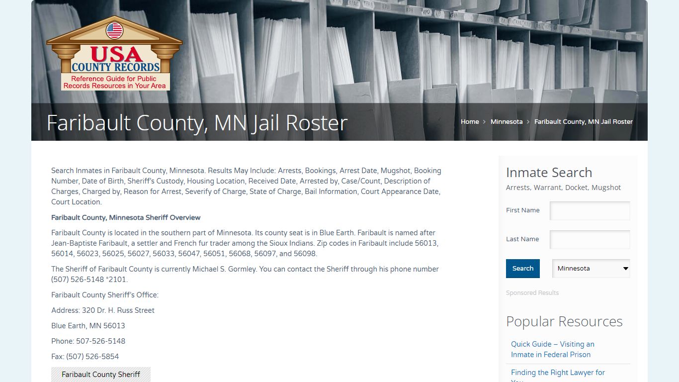 Faribault County, MN Jail Roster | Name Search
