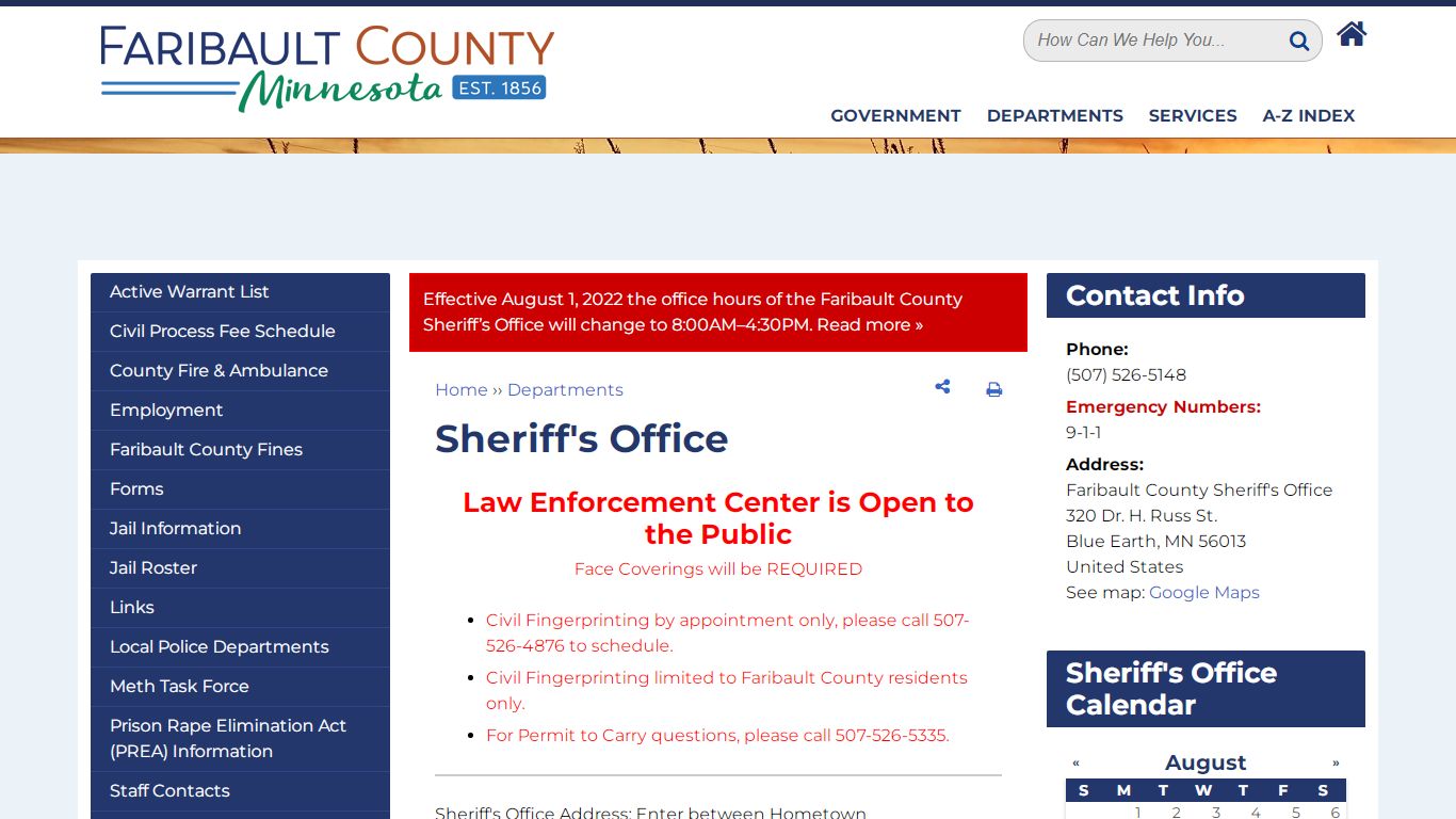 Sheriff's Office | Faribault County MN