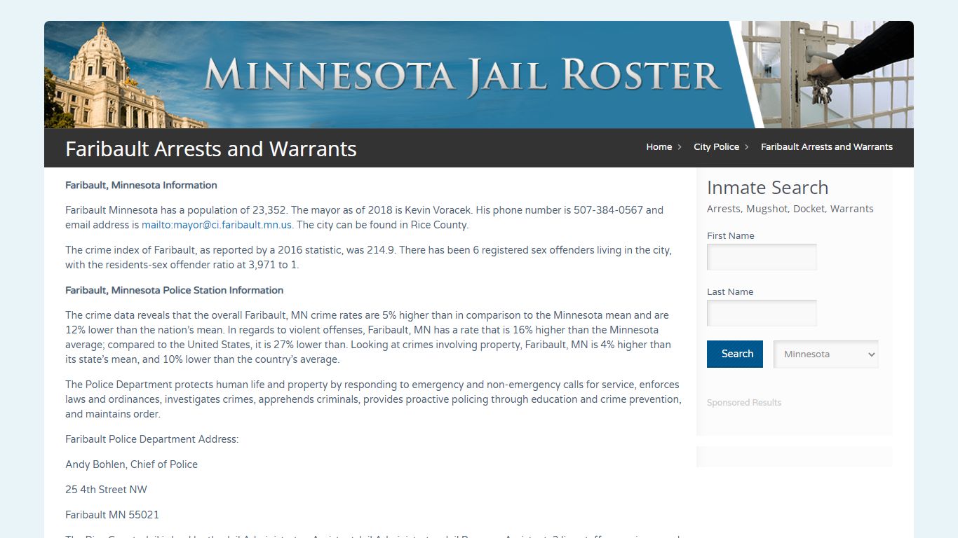 Faribault Arrests and Warrants | Jail Roster Search